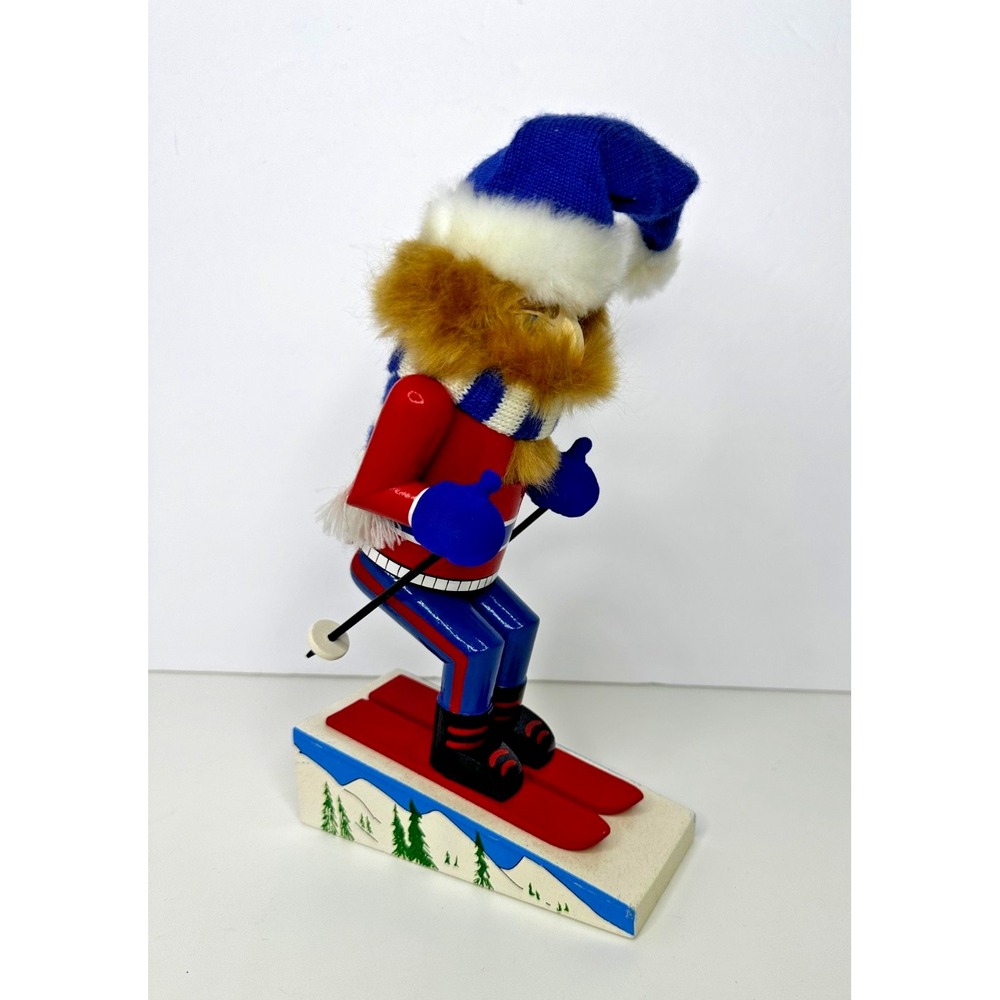 Nutcracker Village Skier 10th Anniversary 2002 Wooden Painted Skiing Winter